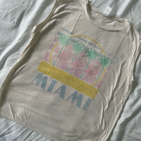 🌟2/$14🌟 Urban Outfitters Corner Shop Miami graphic muscle tank - Picture 1 of 5